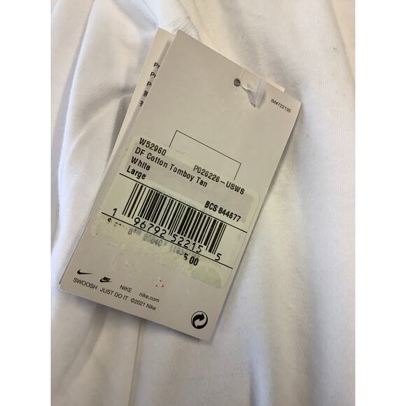 Nike Womens Large White Dri Fit USWNT Script Cotton Tomboy Tank Top Active O12-8 - Picture 7 of 7